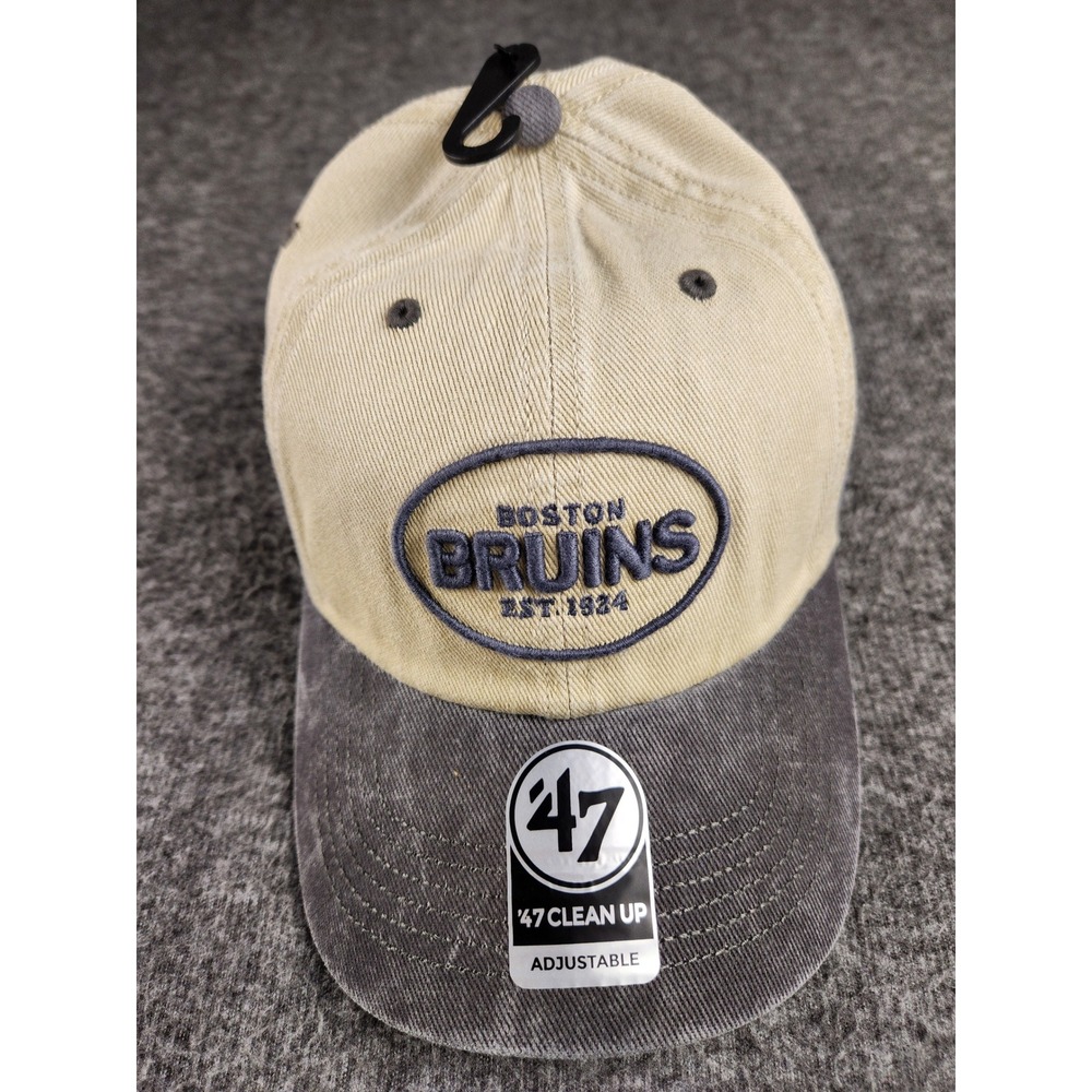 Boston Bruins '47 Breaking Trail Clean Up Hat Khaki Gray Charcoal Adjustable NWT